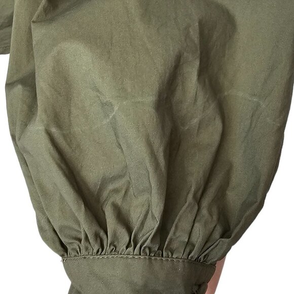 Lovers & Friends Button Front V-Neck Puff Sleeve Top Green Size Small - Picture 3 of 9